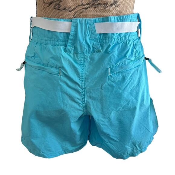 90s/Y2K Vintage Steve & Barry Turquoise Micro Shorts Size 8 Midrise Belted Boho - Picture 16 of 17